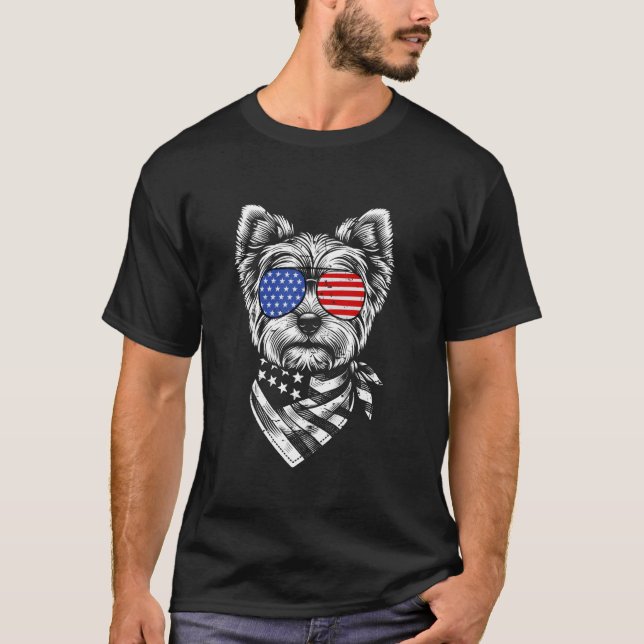 Yorkshire Terrier Dog Patriotic, 4. Juli 2010 T-Shirt (Vorderseite)