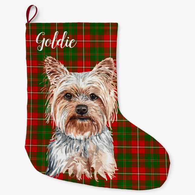 Yorkshire Terrier Dog Personalisiert Großer Weihnachtsstrumpf (Vorderseite)