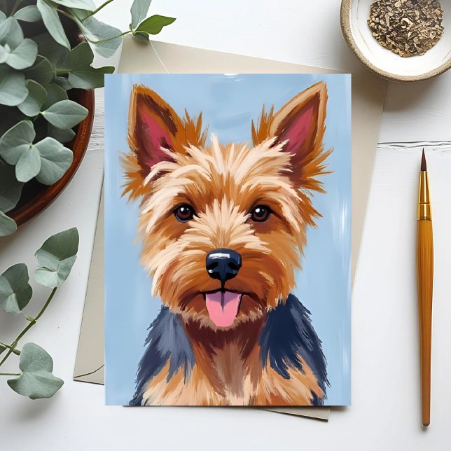 Yorkshire Terrier Dog Portrait Painting Postkarte (Von Creator hochgeladen)