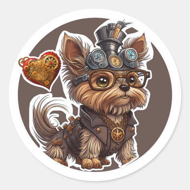 Yorkshire Terrier Dog Runder Aufkleber (Vorderseite)