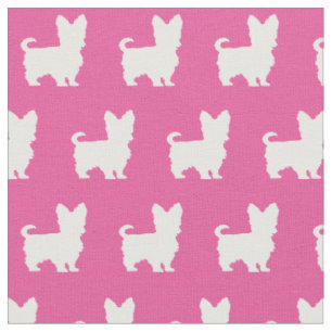 Yorkshire Terrier Dog Silhouette Pet Yorkie Pink Stoff