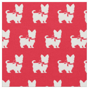 Yorkshire Terrier Dog Silhouette Pet Yorkie Red Stoff