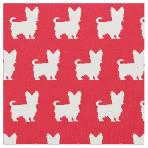 Yorkshire Terrier Dog Silhouette Pet Yorkie Red Stoff
