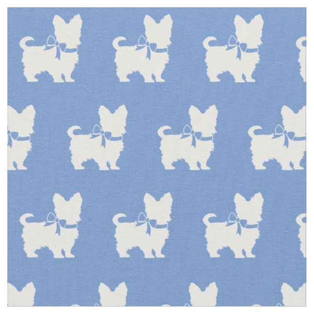 Yorkshire Terrier Dog Silhouette Yorkie Light Blue Stoff (Nahaufnahme)