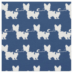 Yorkshire Terrier Dog Silhouette Yorkie Navy Stoff