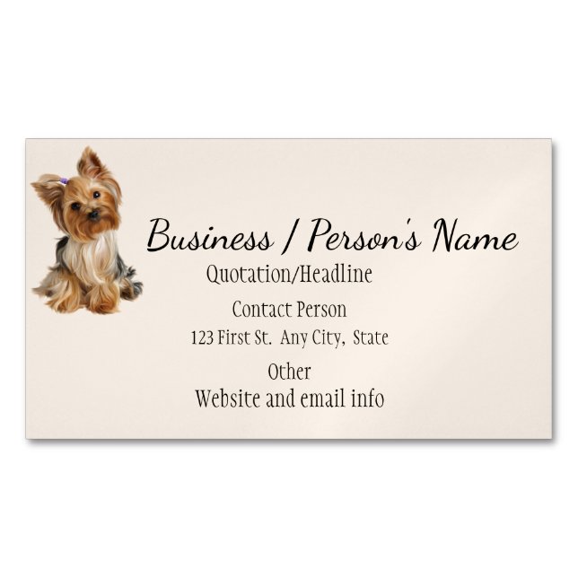 Yorkshire Terrier Dog Tier Logo Animal Magnetische Visitenkarte (Vorderseite)