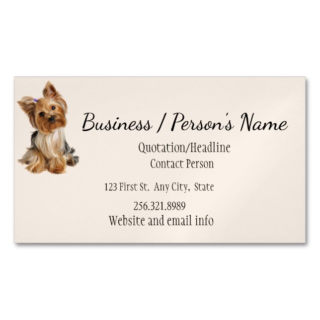 Yorkshire Terrier Dog Tier Logo Animal Magnetische Visitenkarte (Vorderseite)