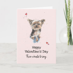 Yorkshire Terrier dog Valentine's day Greetings Karte