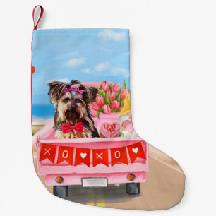 Yorkshire Terrier Dog Valentine's Day Truck Hearts Kleiner Weihnachtsstrumpf