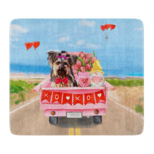Yorkshire Terrier Dog Valentine's Day Truck Hearts Schneidebrett