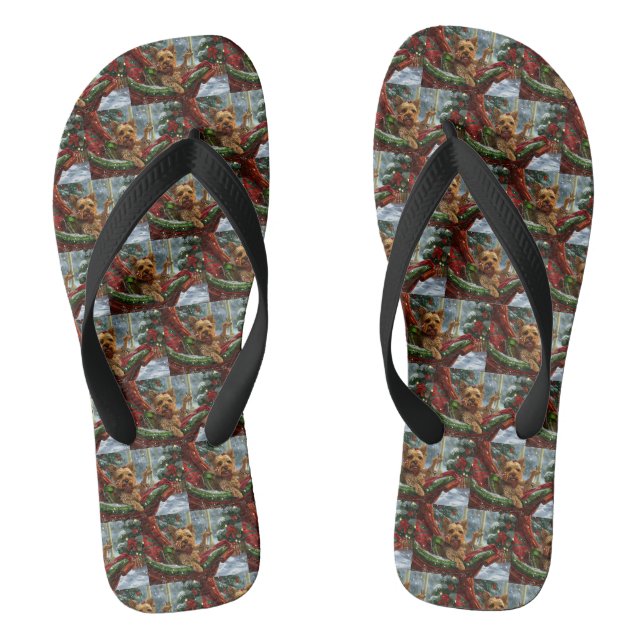 Yorkshire Terrier Dog Weihnachtsfest Flip Flops (Fußbett)
