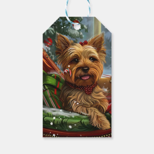 Yorkshire Terrier Dog Weihnachtsfest Geschenkanhänger (Vorderseite)
