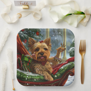 Yorkshire Terrier Dog Weihnachtsfest Pappteller