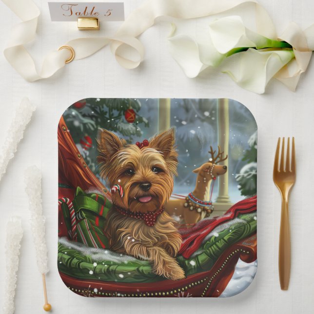 Yorkshire Terrier Dog Weihnachtsfest Pappteller (Hochzeit)