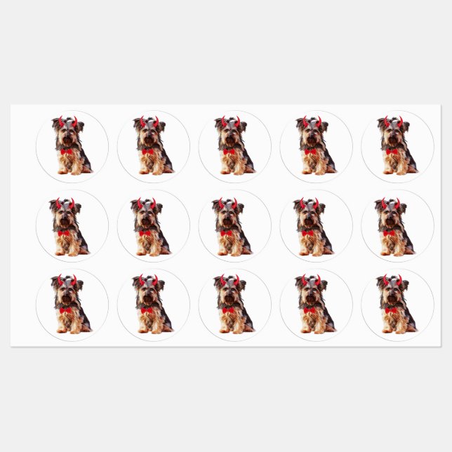 Yorkshire Terrier Dog zu Halloween Etiketten (Blatt)