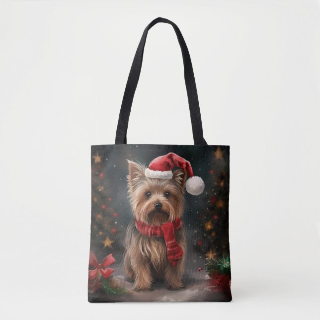Yorkshire Terrier Dog zu Weihnachten im Schnee Tasche (Vorderseite)