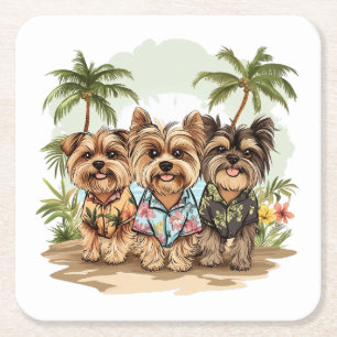 Yorkshire Terrier Dogs Hawaiian Shirts Rechteckiger Pappuntersetzer