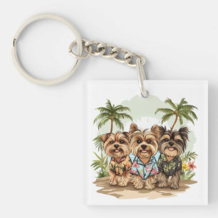 Yorkshire Terrier Dogs Hawaiian Shirts Schlüsselanhänger