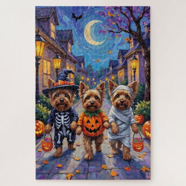 Yorkshire Terrier Dogs in Halloween Costumes (Vertikal)