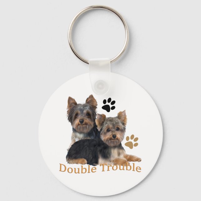 Yorkshire Terrier Double Trouble Geschenke Schlüsselanhänger (Vorderseite)