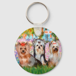 Yorkshire Terrier (drei) - Garten Schlüsselanhänger