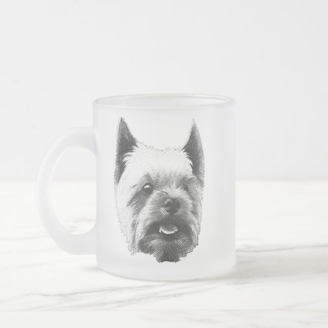 Yorkshire Terrier Etching Mattglastasse (Links)