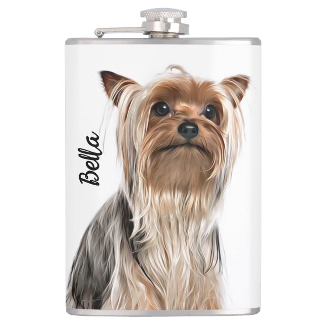 Yorkshire Terrier Flachmann (Vorderseite)