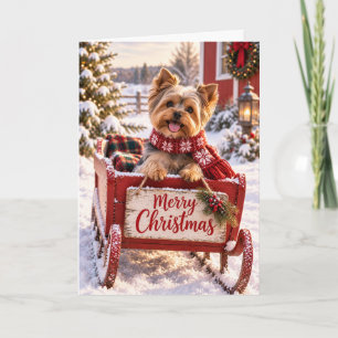 Yorkshire Terrier Frohe Weihnachten Schlitten Feie Karte