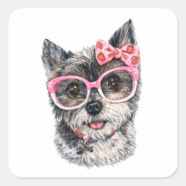 Yorkshire Terrier Gift for Dog Lovers Quadratischer Aufkleber