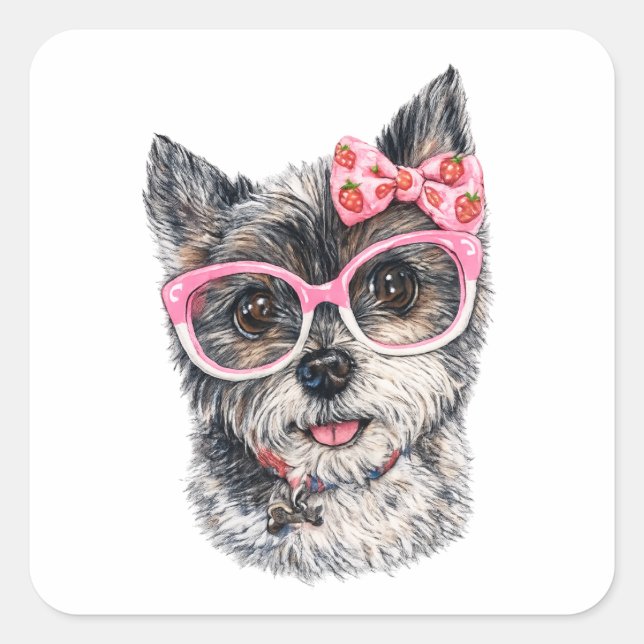 Yorkshire Terrier Gift for Dog Lovers Quadratischer Aufkleber (Vorderseite)