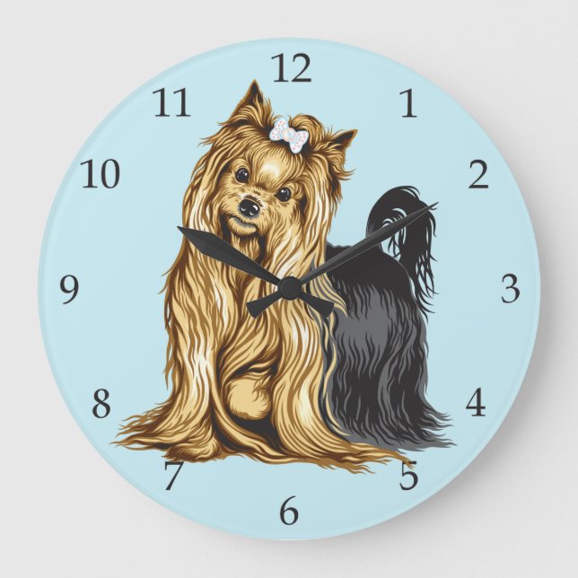 Yorkshire Terrier Große Wanduhr (Vorderseite)