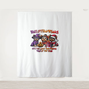 Yorkshire Terrier Halloween Erntedank Weihnachten Wandteppich