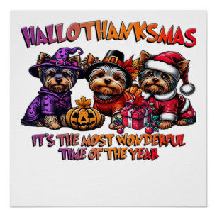Yorkshire Terrier Halloween Erntedankfest Weihnach Poster