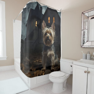 Yorkshire Terrier Halloween Gruselig Duschvorhang