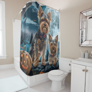 Yorkshire Terrier Halloween Gruselig Duschvorhang