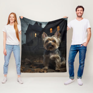 Yorkshire Terrier Halloween Gruselig Fleecedecke