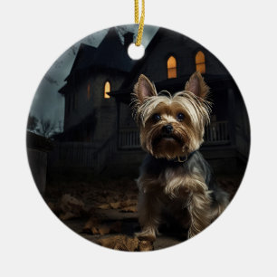 Yorkshire Terrier Halloween Gruselig Keramik Ornament