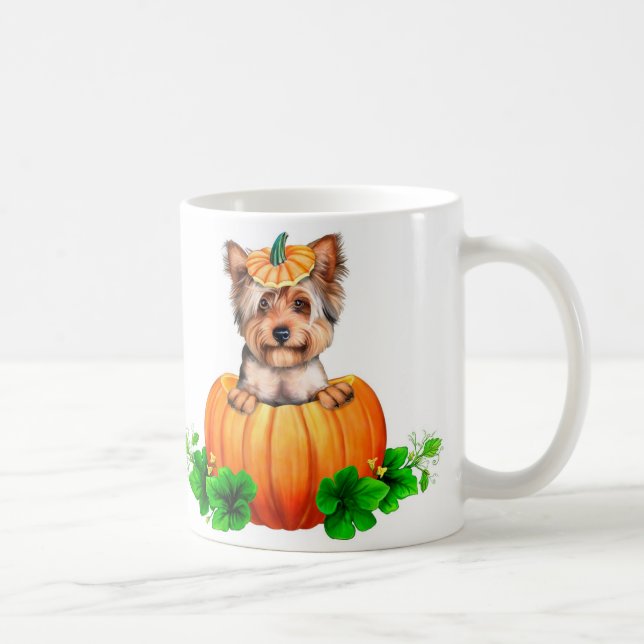 Yorkshire Terrier Halloween Jack-O-Lantern Kaffeetasse (Rechts)
