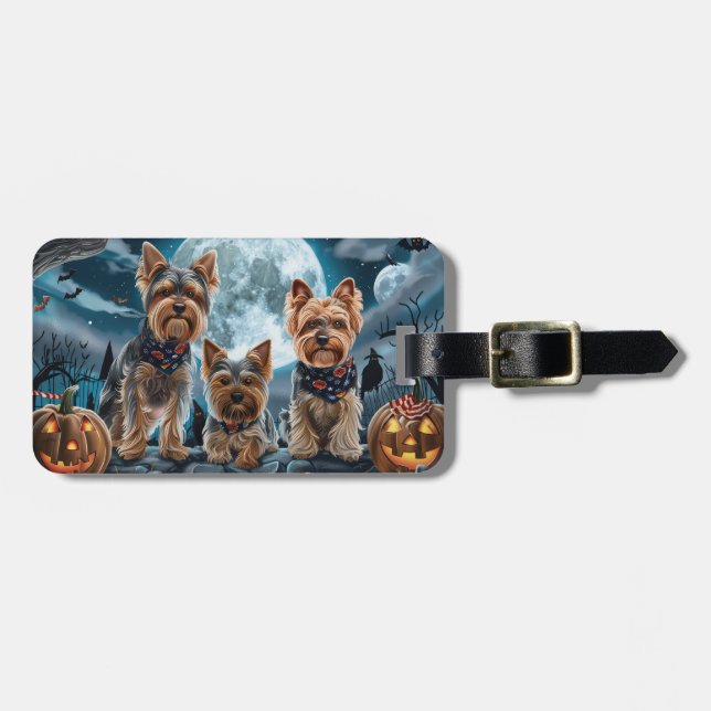 Yorkshire Terrier Halloween Spooky Gepäckanhänger (Vorderseite horizontal)