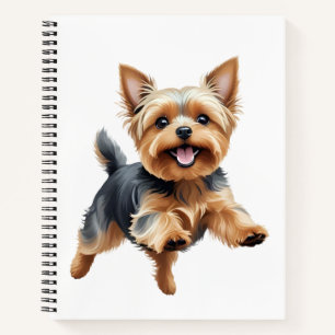 Yorkshire Terrier Happy Playful Fun Jumping Joyful Notizbuch