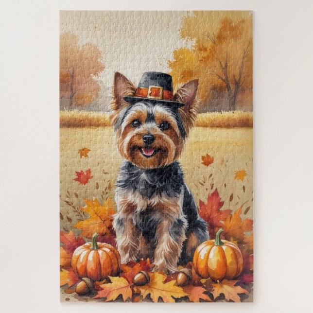 Yorkshire Terrier Herbst Erntedank Art (Vertikal)