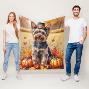 Yorkshire Terrier Herbst Erntedank Art Fleecedecke