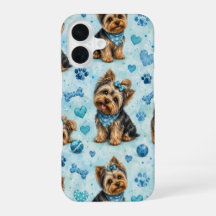 Yorkshire Terrier Hund Blaues Herz Handyhülle