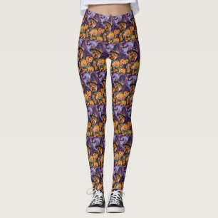 Yorkshire Terrier Hund Halloween Hexe und Pumpkin Leggings