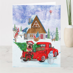 Yorkshire Terrier Hund im Weihnachtslieferwagen Karte