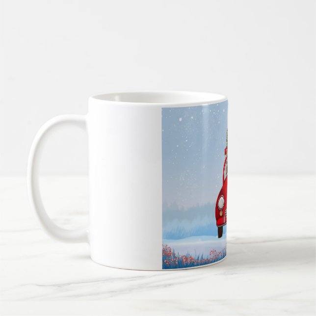 Yorkshire Terrier Hund in Auto mit dem Weihnachtsm Kaffeetasse (Links)