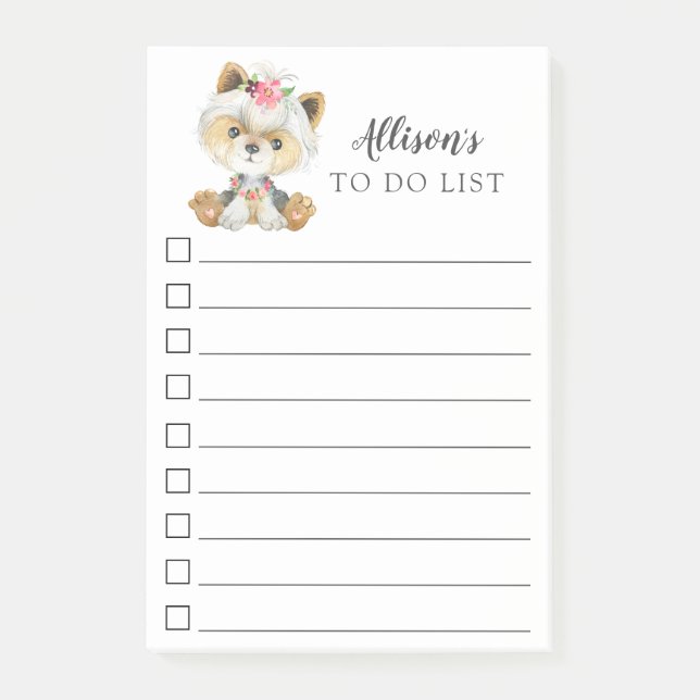 Yorkshire Terrier Hund Personalisiert zu führen Post-it Klebezettel (Vorderseite)