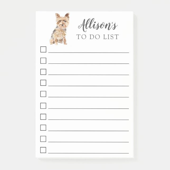 Yorkshire Terrier Hund Personalisiert zu führen Post-it Klebezettel (Vorderseite)
