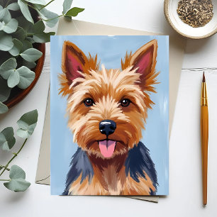 Yorkshire Terrier Hund Portraitmalerei Postkarte