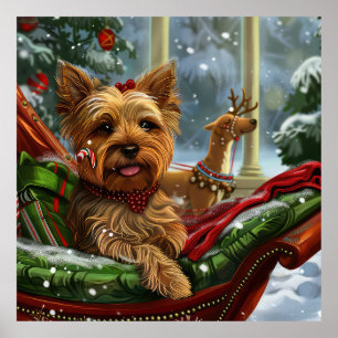 Yorkshire Terrier Hund Weihnachten Festlich Poster